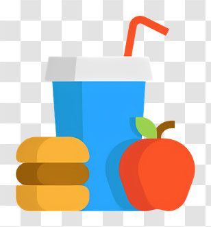 Glass Cup - Fast Food Meal With Drink And Burger Transparent PNG