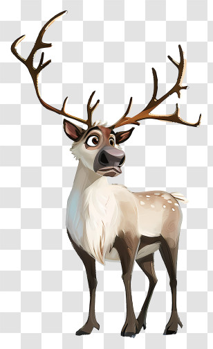 Reindeer - Cartoon Reindeer With Large Antlers Transparent PNG