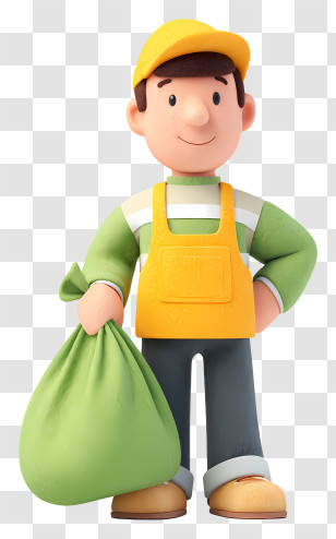 Cleaner Holding Garbage Bag - Man Holding A Garbage Bag Transparent PNG