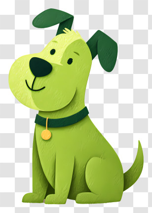 Green Cartoon Dog Sitting - Green Cartoon Dog Illustration Transparent PNG