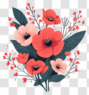 Valentines Day Flowers - Red And Pink Floral Bouquet Transparent PNG