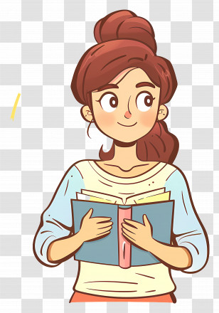Teacher - Girl Reading Book Illustration Transparent PNG