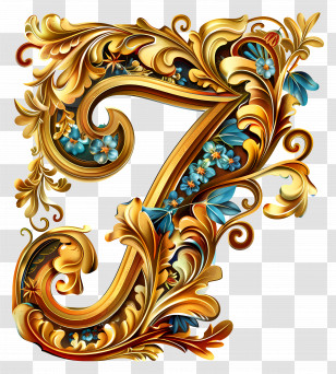 Number 7 - Ornate Decorative Number 7 Transparent PNG