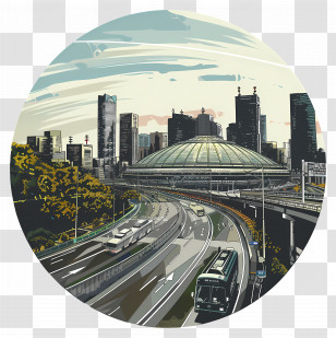 Tokyo Dome - Modern Cityscape With Roads Transparent PNG