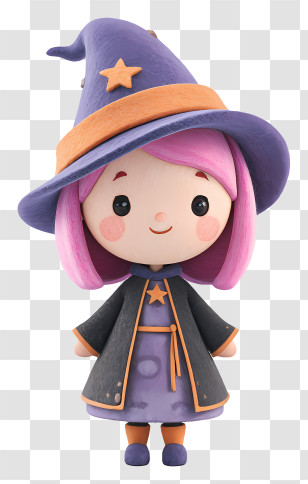 Witch Girl - Cute Little Witch Doll Transparent PNG