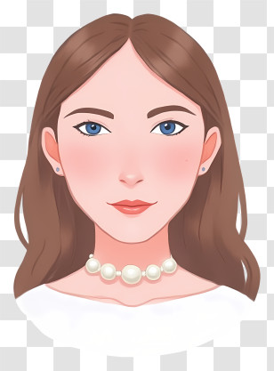 Woman Face - Elegant Woman With Pearl Necklace Transparent PNG