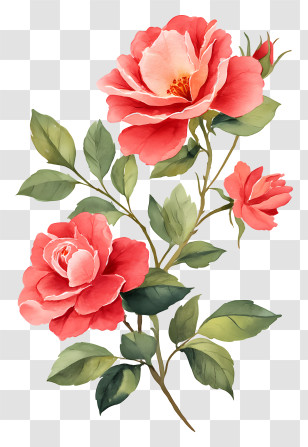 Rose Ink Painting - Vintage Floral Arrangement Transparent PNG