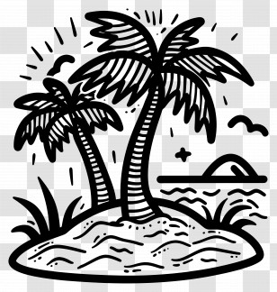 Summer - Palm Trees On An Island Transparent PNG