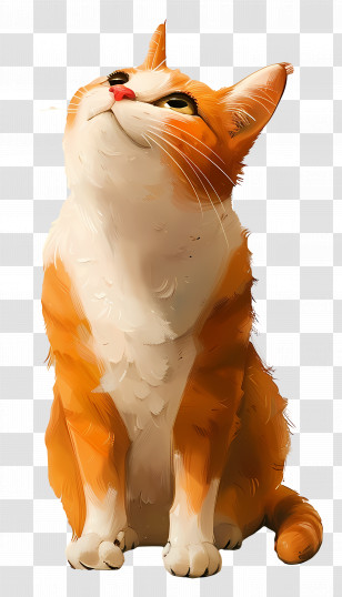 Cat - Realistic Orange And White Cat Transparent PNG