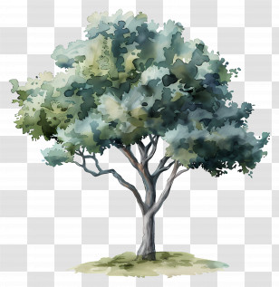 Watercolor Tree - Watercolor Tree With Soft Shades Transparent PNG