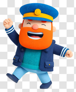 Cartoon Sailor - Happy Bearded Sea Captain Transparent PNG