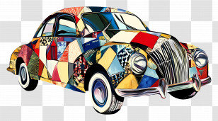 Patchwork Car - Patchwork Vintage Car Transparent PNG