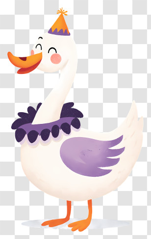 Cute White Swan - Cheerful Party Duck Cartoon Transparent PNG
