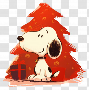 Snoopy - Cartoon Dog With Christmas Tree Transparent PNG