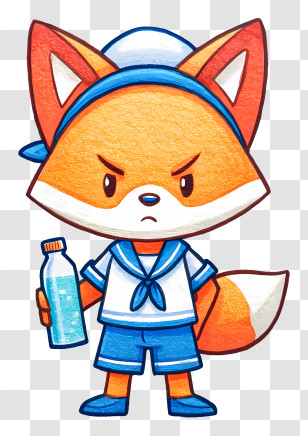 Fox Holding Soda Bottle - Chibi Sailor Fox Sticker Transparent PNG