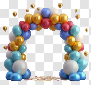 Cartoon 3d Birthday Balloon Arch - Colorful Balloon Arch Decoration Transparent PNG
