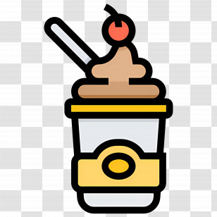Street Food - Chocolate Sundae Topped With A Cherry Illustration Transparent PNG