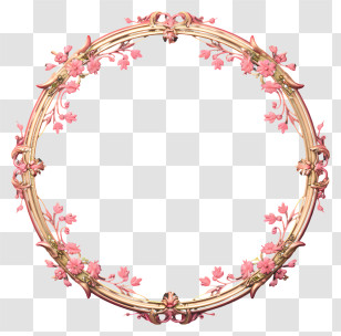 Round Frame - Circular Floral Frame With Pink Flower Decoration Transparent PNG