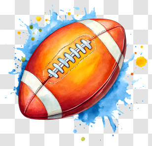 Watercolor Football - Colorful American Football Illustration Transparent PNG