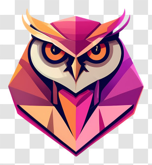 Pink Owl - Colorful Geometric Owl Illustration Transparent PNG