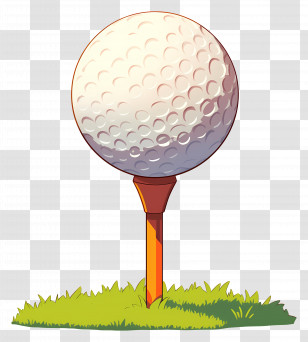 Golf Ball - Golf Ball Sitting On Tee Transparent PNG