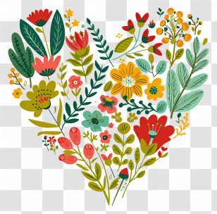 Heart Flower - Floral Heart-Shaped Botanical Art Transparent PNG