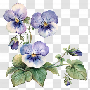 Viola Border - Purple Flowers With Leaves Transparent PNG