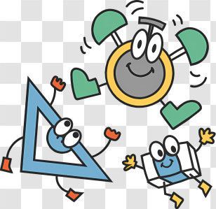 Icon - Happy Geometric Shapes Cartoon Transparent PNG