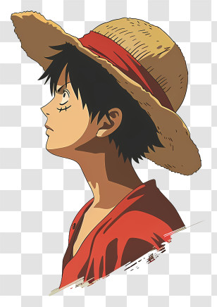 One Piece Luffy - Animated Character With Straw Hat And Red Shirt Transparent PNG