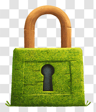 Mossy Lock - Green Nature-Inspired Padlock Transparent PNG
