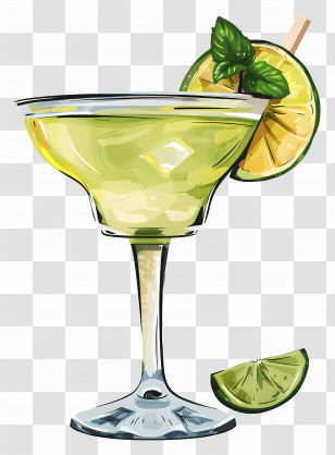 Margarita Cocktail - Refreshing Lime Mint Cocktail Illustration Transparent PNG