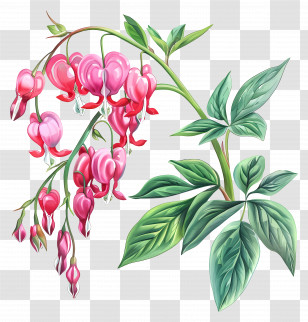 Bleeding Heart Flowers - Beautiful Bleeding Heart Flower Transparent PNG