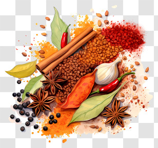 Spices - Artistic Display Of Spices And Seasonings Transparent PNG