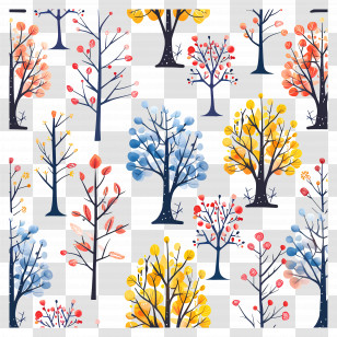 Tree Pattern - Colorful Tree Pattern Transparent PNG