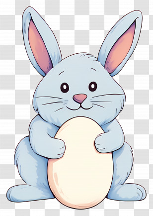 Easter Bunny - Blue Bunny Holding Egg Transparent PNG