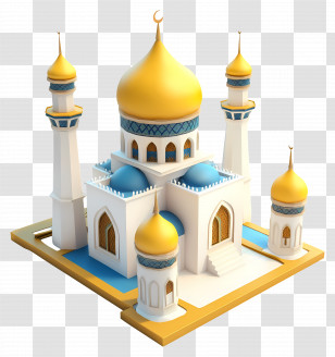 Islamic Mosque - Golden Mosque With Majestic Architecture Transparent PNG