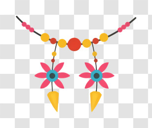 Arrow - Colorful Beaded Necklace With Flower Pendants Transparent PNG