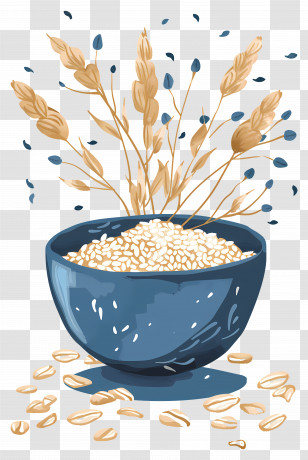 Oats - Bowl Filled With Grains And Wheat Illustration Transparent PNG