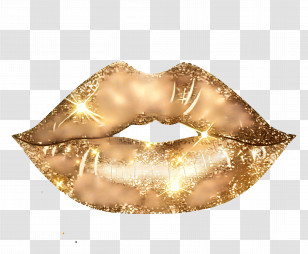 Glitter Kiss - Shiny Golden Lips Art Transparent PNG