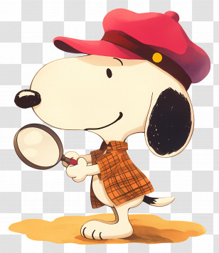 Love Snoopy - Cartoon Dog Detective Holding A Magnifying Glass Transparent PNG