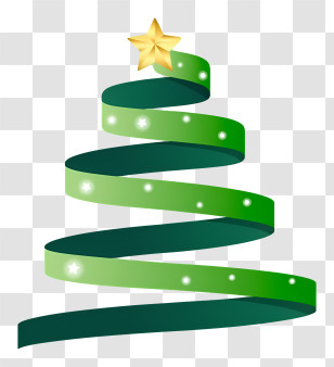 Green Christmas Tree - Creative Spiral Christmas Tree Ribbon With A Star Transparent PNG