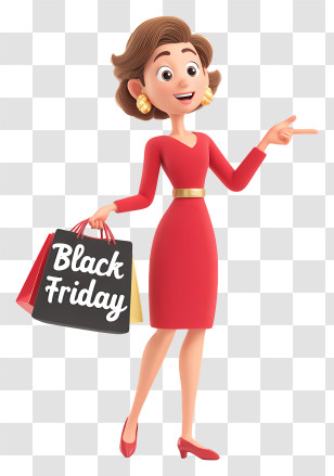 Black Friday Woman Shopping - Black Friday Female Shopper Transparent PNG