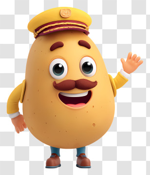 Potato Mascot - Cheerful Potato Cartoon Character Transparent PNG
