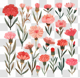 Carnations - Watercolor Carnation Flower Illustrations Transparent PNG