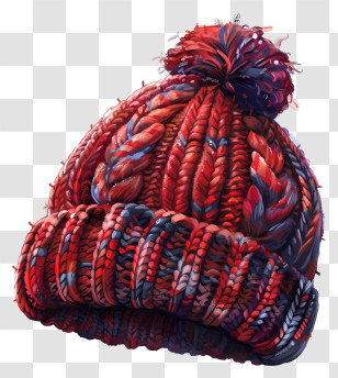 Knit Cap - Red Knit Winter Hat Transparent PNG