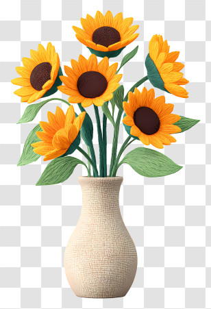 Sunflower In Vase - Sunflowers In A Decorative Vase Transparent PNG