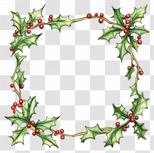 Christmas Border - Holly Wreath Frame For Christmas Decor Transparent PNG