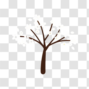 Cherry Blossom Tree - Minimalistic Brown Tree Illustration Transparent PNG