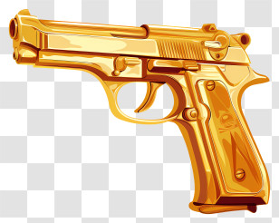 Gold Gun - Golden Pistol Illustration Transparent PNG