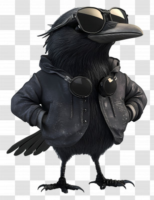 Cartoon Raven - Cool Crow In Sunglasses And Jacket Transparent PNG